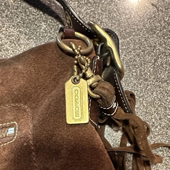 Coach Dark Brown Suede Fringe Hobo Bag - Picture 3 of 9